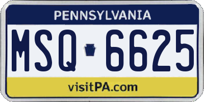 PA license plate MSQ6625