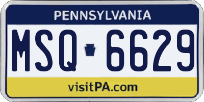 PA license plate MSQ6629