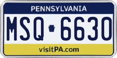PA license plate MSQ6630