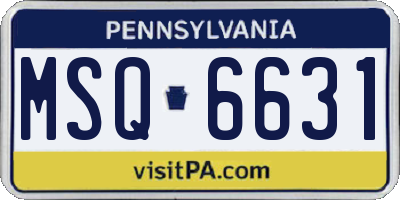 PA license plate MSQ6631