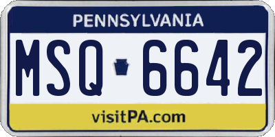 PA license plate MSQ6642