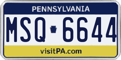 PA license plate MSQ6644