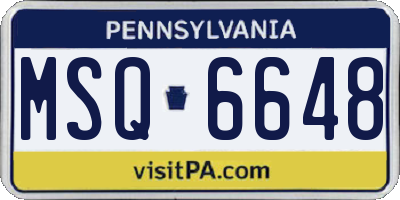 PA license plate MSQ6648