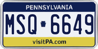 PA license plate MSQ6649