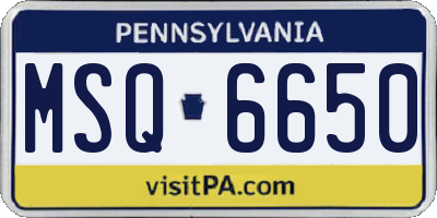 PA license plate MSQ6650