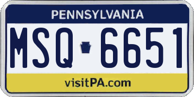 PA license plate MSQ6651