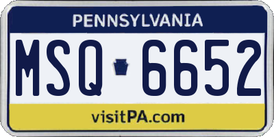 PA license plate MSQ6652