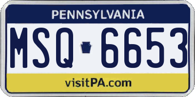 PA license plate MSQ6653