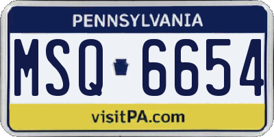 PA license plate MSQ6654