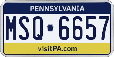 PA license plate MSQ6657
