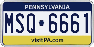 PA license plate MSQ6661