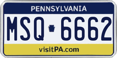 PA license plate MSQ6662