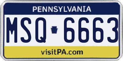 PA license plate MSQ6663