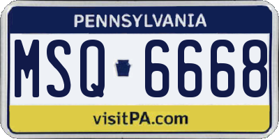 PA license plate MSQ6668