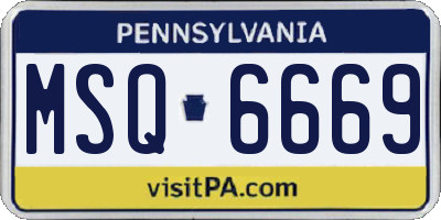 PA license plate MSQ6669