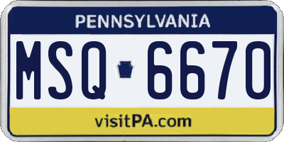 PA license plate MSQ6670