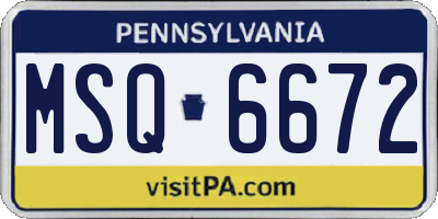 PA license plate MSQ6672