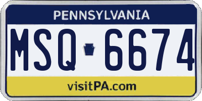 PA license plate MSQ6674