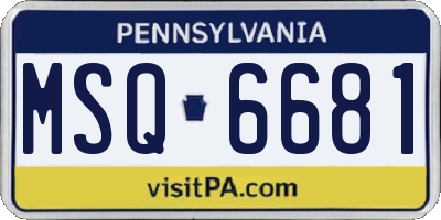 PA license plate MSQ6681