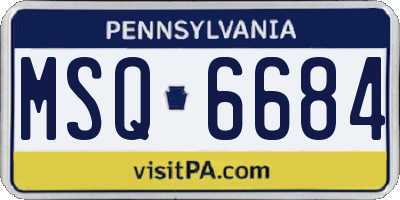 PA license plate MSQ6684