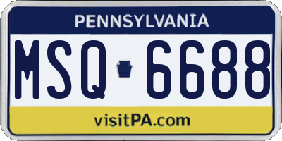 PA license plate MSQ6688
