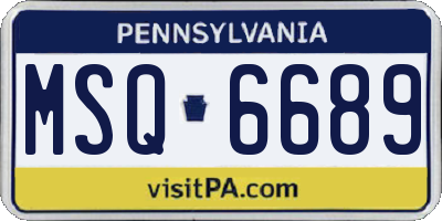 PA license plate MSQ6689