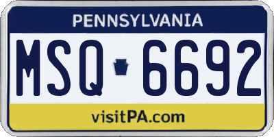 PA license plate MSQ6692