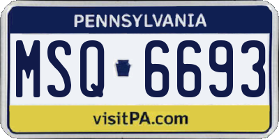PA license plate MSQ6693