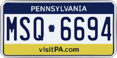 PA license plate MSQ6694