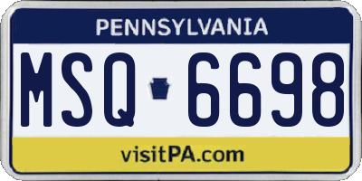 PA license plate MSQ6698