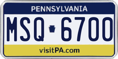 PA license plate MSQ6700