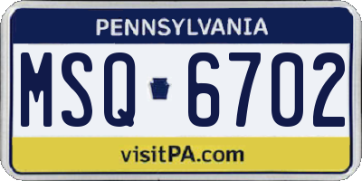 PA license plate MSQ6702
