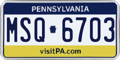 PA license plate MSQ6703
