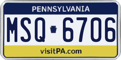 PA license plate MSQ6706