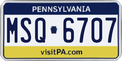 PA license plate MSQ6707