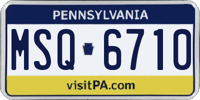 PA license plate MSQ6710