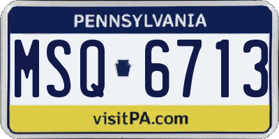 PA license plate MSQ6713