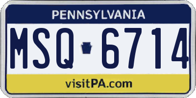 PA license plate MSQ6714