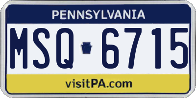 PA license plate MSQ6715