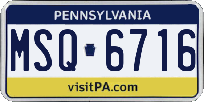 PA license plate MSQ6716