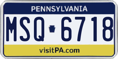 PA license plate MSQ6718