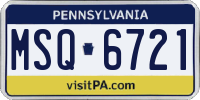 PA license plate MSQ6721
