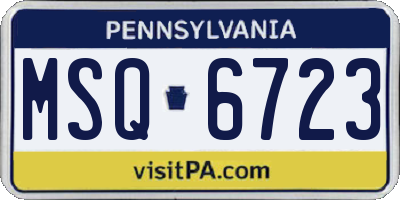 PA license plate MSQ6723