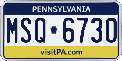 PA license plate MSQ6730