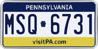 PA license plate MSQ6731