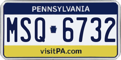 PA license plate MSQ6732
