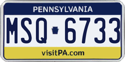 PA license plate MSQ6733