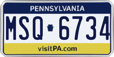 PA license plate MSQ6734