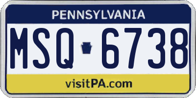 PA license plate MSQ6738
