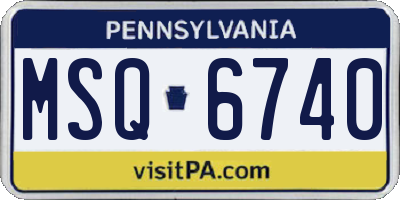 PA license plate MSQ6740